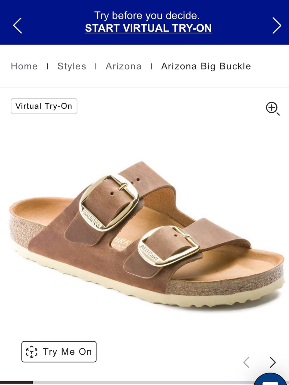 Birkenstock Arizona Big Buckle cognac oiled leather Sandal- size 36.